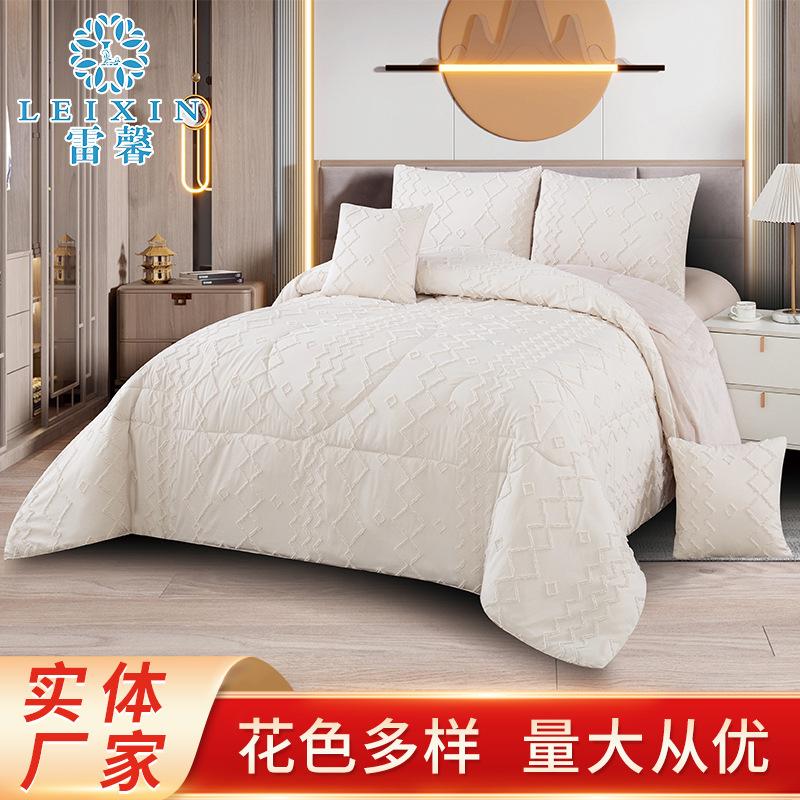 Cross-Border Yang Polyester Cut Flower Six-Piece Jacquard Sherpa Fat Quilt Cut Flower Cut Velvet Fashion Bedding Bed Cover Quilt Manufacturer