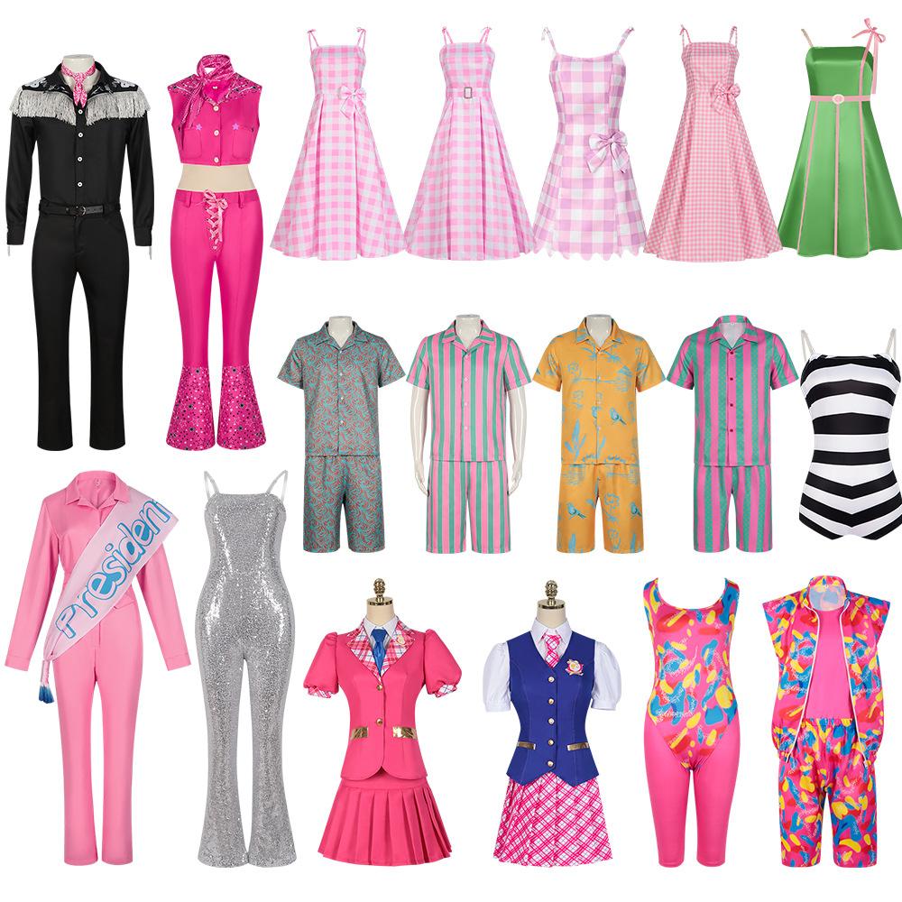 2023 Movie Barbie Cos Costume Real-Life Movie Barbie Dress Tights Cosplay Costume Full Set
