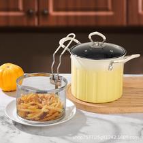 upgraded household multi-functional gradient color frying pot 3l large capacity deep frying pan with strainer