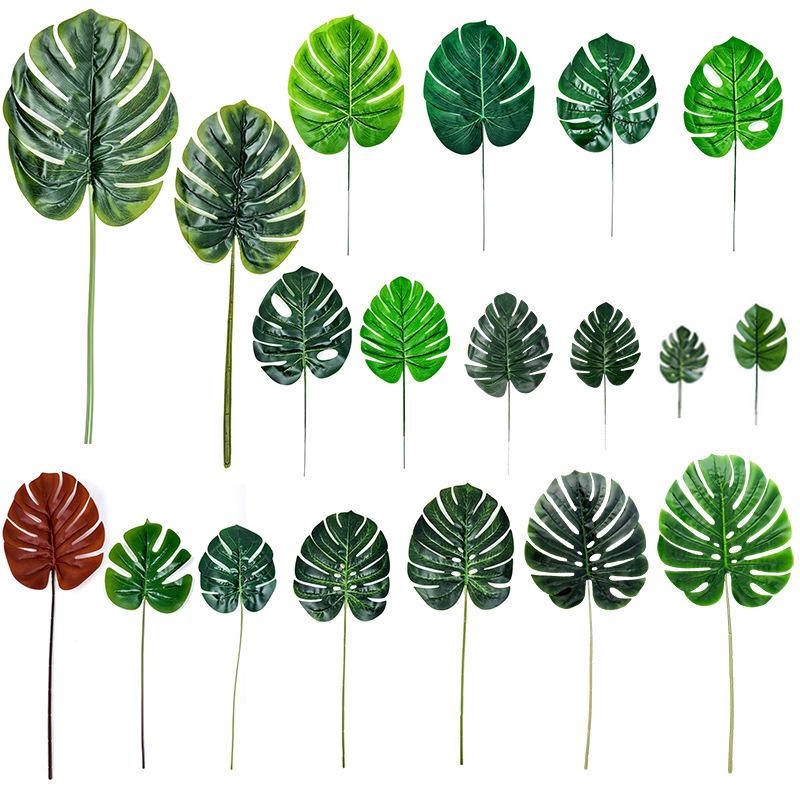 artificial monstera leaf fake leaves home decoration leaves simulation plant landscape wall decorative plant lamination turtle leaf