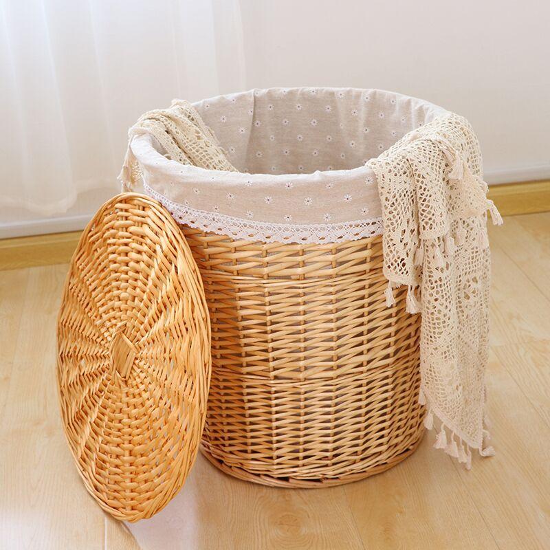 factory wholesale willow rattan woven storage basket sub-cover laundry basket hotel hot pot restaurant storage basket toy storage basket woven