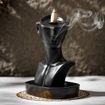 cross-border ceramic european and american beauty statue backflow incense incense burner creative beauty sandalwood smoke backflow incense stove home decoration