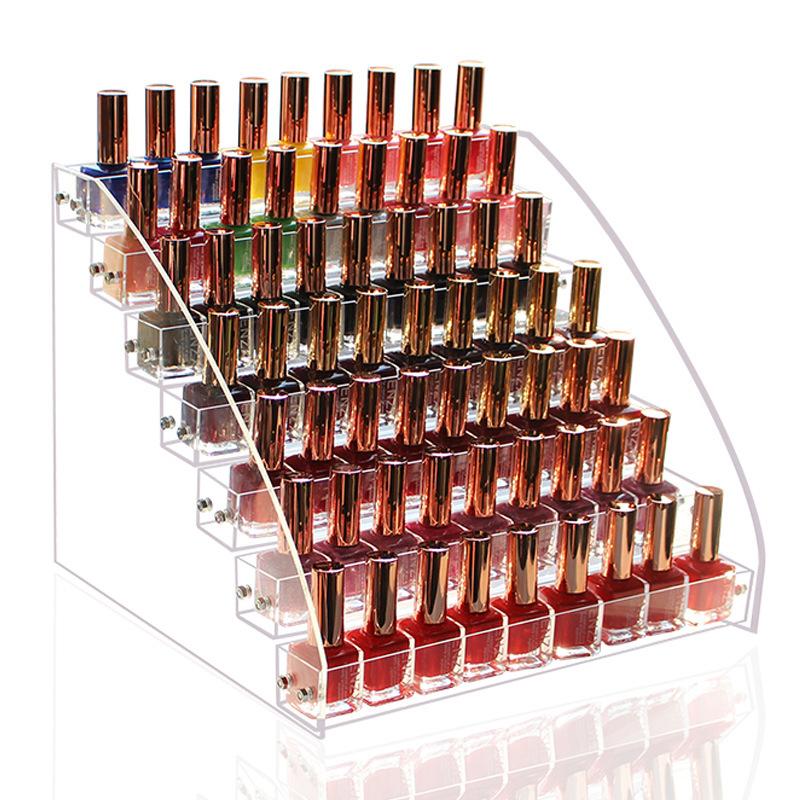 Acrylic Nail Polish Display Rack Multi-Layer Plastic Transparent UV Polish Storage Box Nail Salon Display Rack Cosmetics Shelf