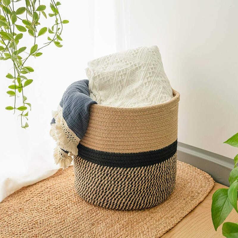 woven flower basket cotton string flower pot storage basket flower basket storage basket home decoration laundry basket dirty clothes basket storage box