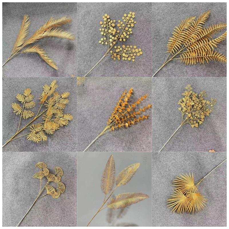 golden eucalyptus leaf new year blessing bucket simulation golden leaf lunar new year flower home decoration material flower wholesale