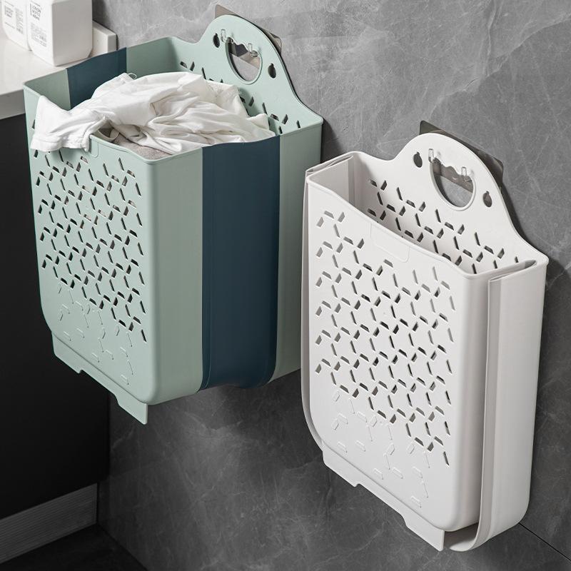 Foldable Large Laundry Basket Plastic Wall-Mounted Dirty Clothes Basket Bathrooms Storage Basket Bathroom Gap Laundry Basket