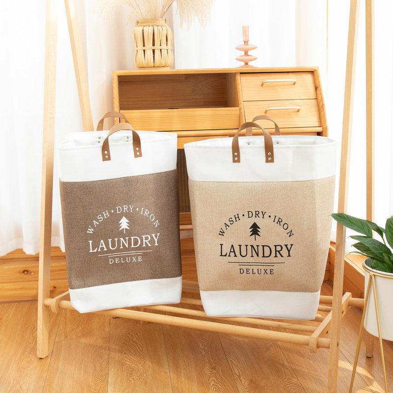 Pu Handle Laundry Bag Thickened Storage Sundries Frame Large Cotton and Linen Dirty Laundry Laundry Baskets Cross-Border