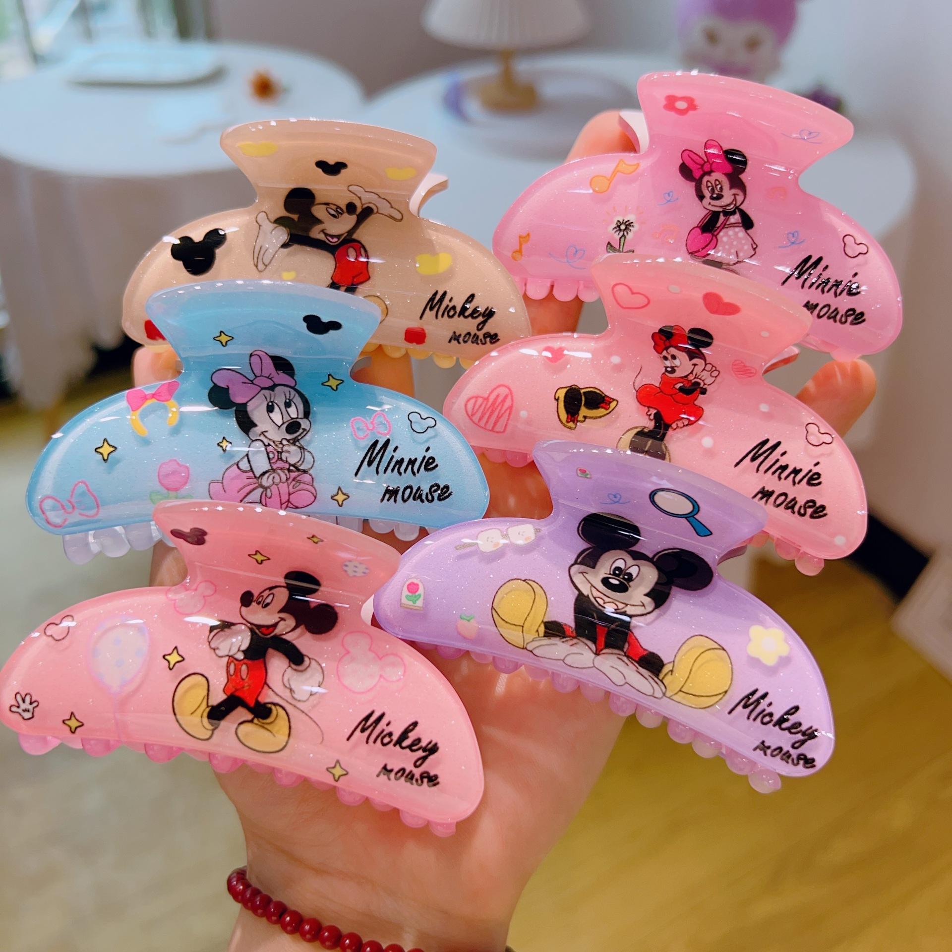 korean style children's cartoon beige minnie hair clip headdress claw grip catcher plate hair clip shark ponytail claw hair