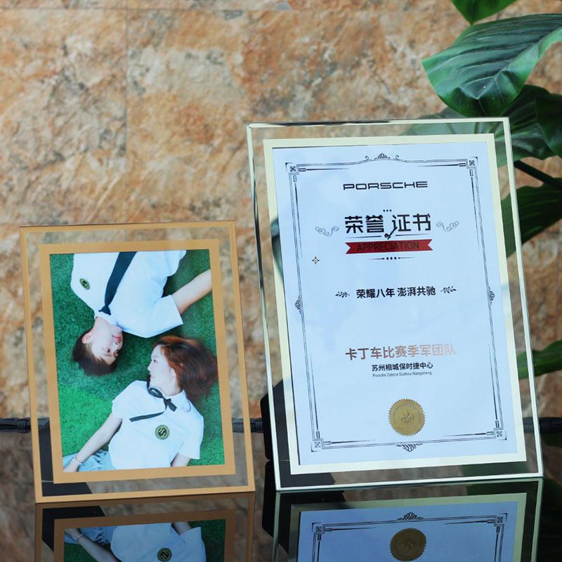 creative crystal glass a4 photo frame wholesale 6-inch 7-inch certificate photo frame 10-inch acrylic honor certificate frame table decoration