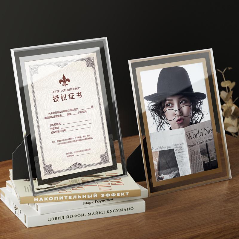 creative transparent crystal glass photo frame honor certificate photo frame decoration decoration a4 certificate frame picture frame wholesale