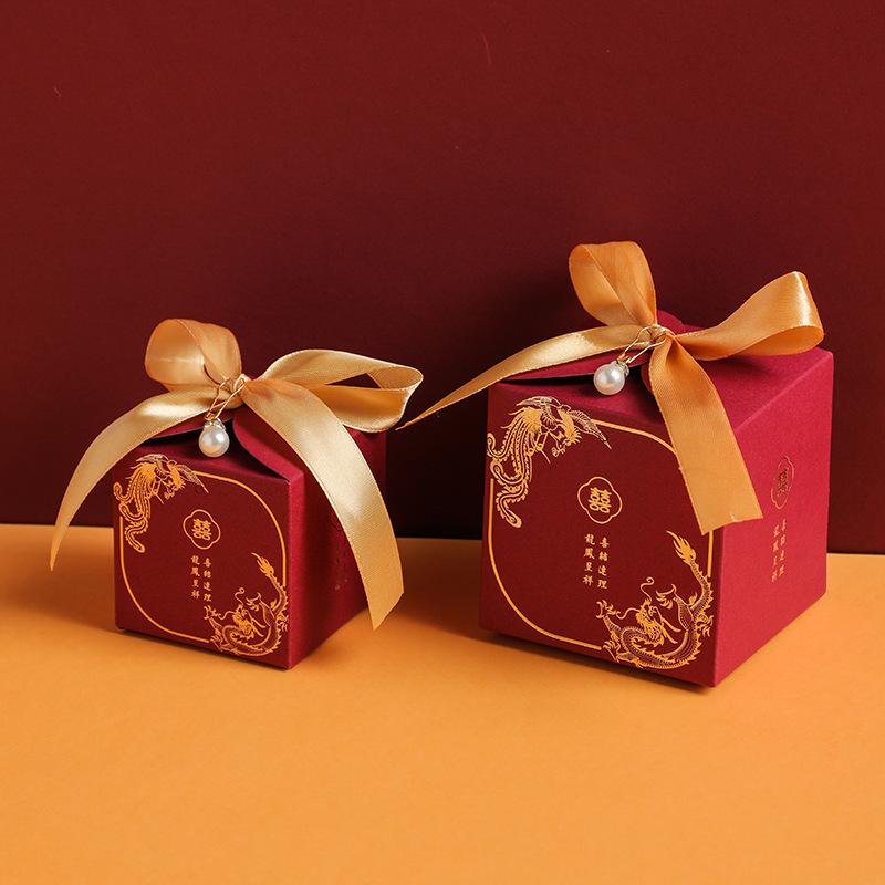 creative chinese style wedding tie chinese square hand-held gift box box candy box