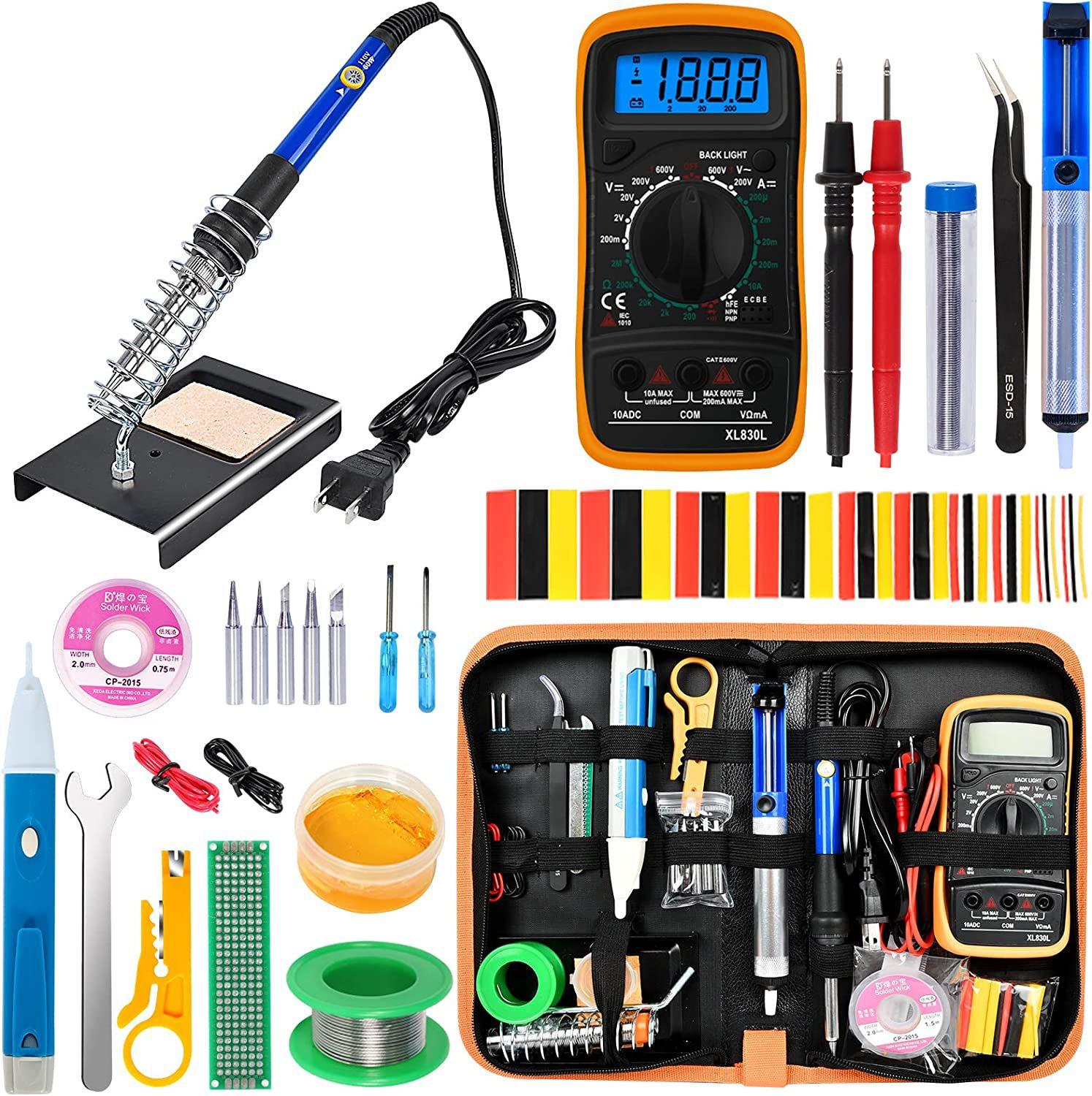 amazon hot sale 60w thermostat electric iron multimeter set internal heating soldering iron 56-piece welding kit