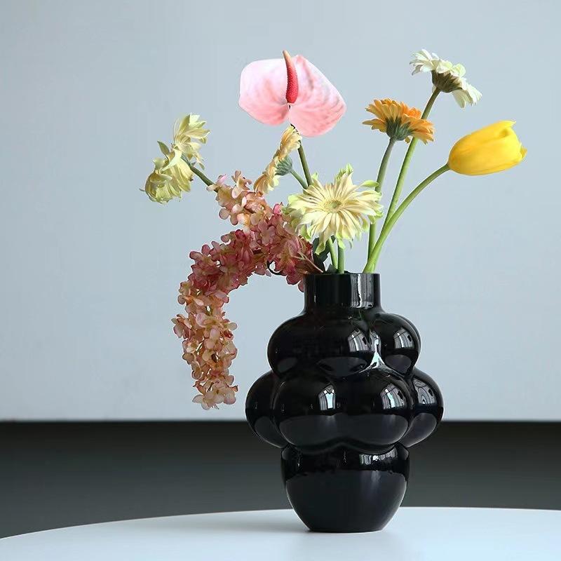 French Design Cloud Glass Vase Black Coffee Table Sample Room Decoration Living Room Light Luxury High-Grade Artistic Ornaments glass vase