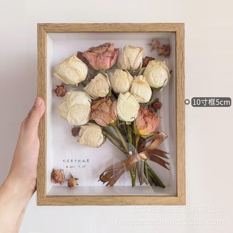 dried flower photo frame wholesale diy three-dimensional hollow wooden handmade creative eternal flower dried rose photo frame manufacturer