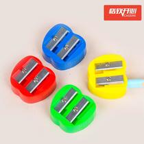 Ps1067 Apple Shape Double Hole Pencil Sharpener Square Oval Big Hole Penknife Creative Cartoon Pencil Sharpener