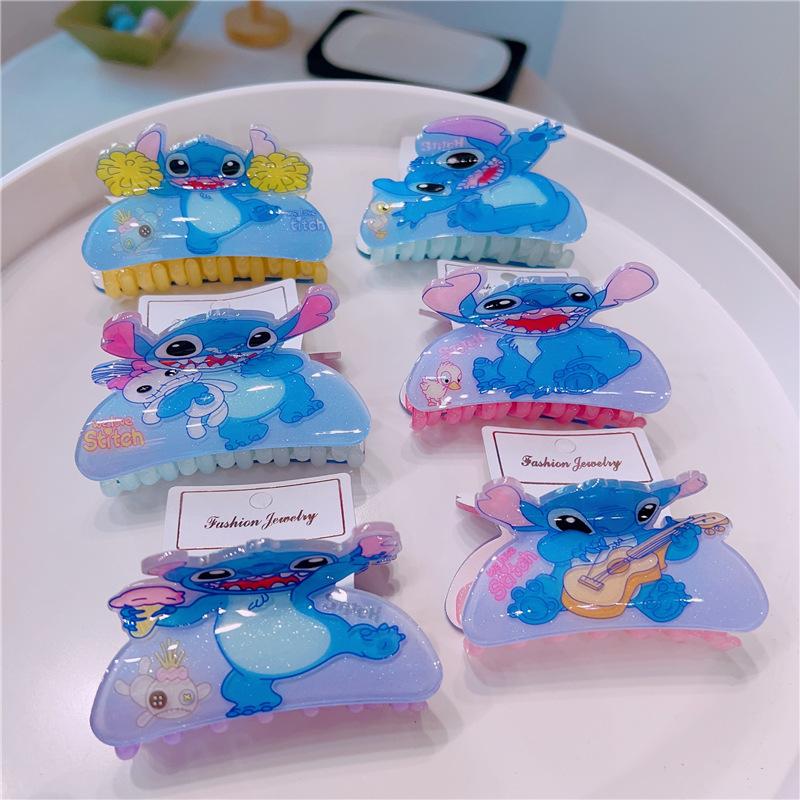 korean style children's cartoon stitch hair clip headdress claw grip catcher plate hair clip ponytail claw jewelry hair accessories