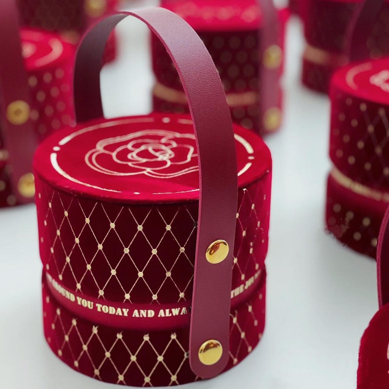 camellia small round box gift box wedding gift box advanced classic style candy box wedding candies box
