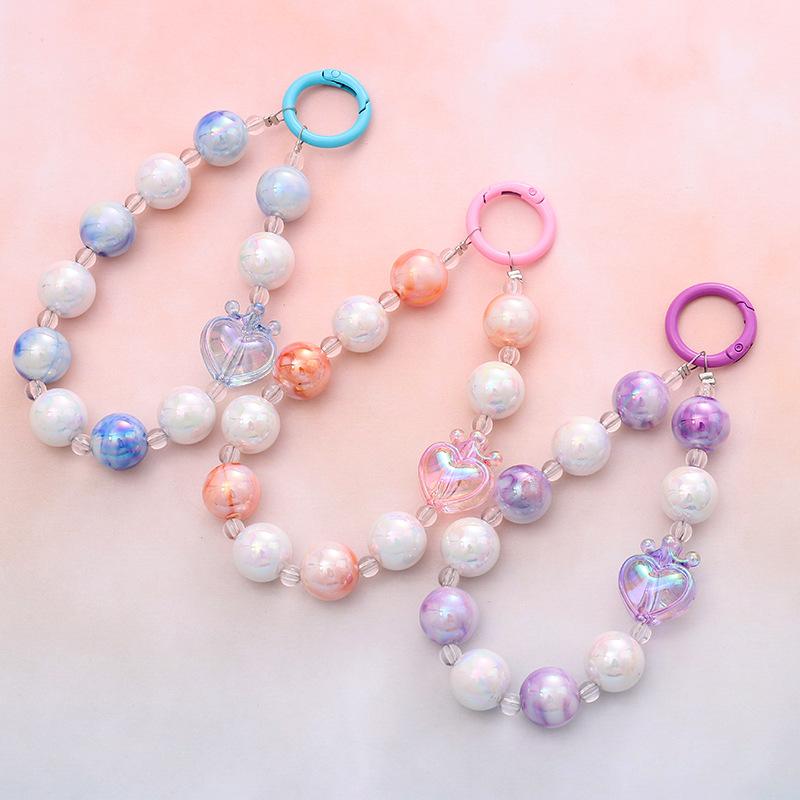 Mermaid Crown Love Beaded Mobile Phone Charm Phone Case Pendant Earphone Bag Chain Female