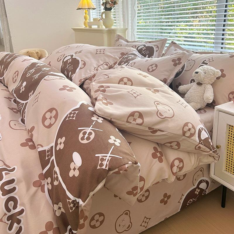thickened, sanded fabric bed four-piece set dormitory three-piece set sheets duvet cover duvet cover nantong home textile bedding wholesale