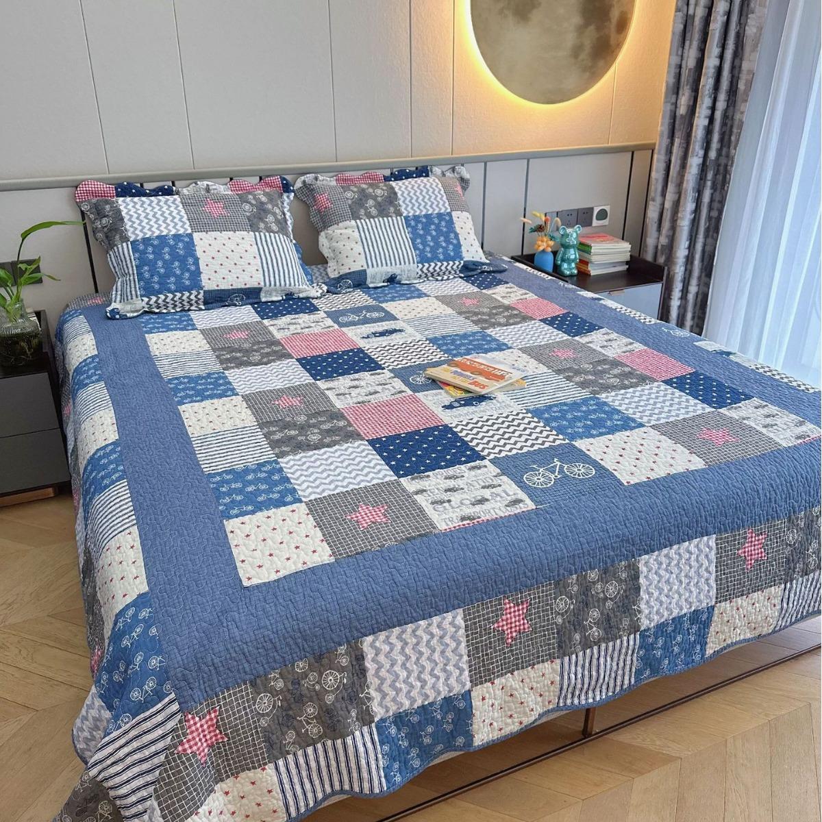 new all cotton quilt foreign trade printing bedspread thickened quilted bedding three-piece set bedspread wholesale