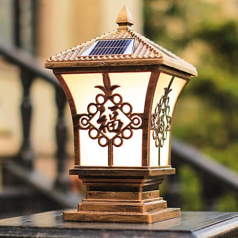 in stock solar pillar lamp led outdoor waterproof courtyard villa wall wall gate lamp home door pillar lamp