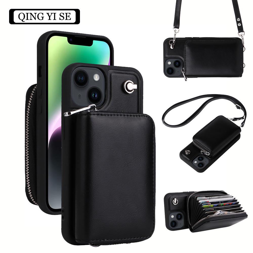 suitable for apple 14promax phone case iphone13 anti-fall shell 12 card 15plus crossbody 11 phone case