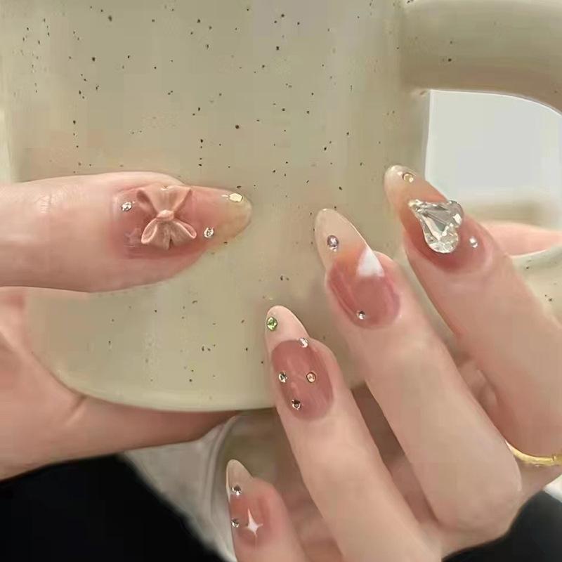 drop shape wear armor diamond new bow three-dimensional love fashion trending removable reuse nail