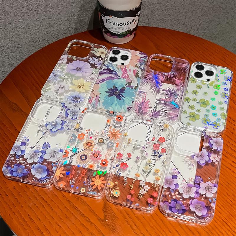 suitable for apple 14pro phone case iphone15 colorful 11/13pro high transparent imd double-layer printing cover wholesale