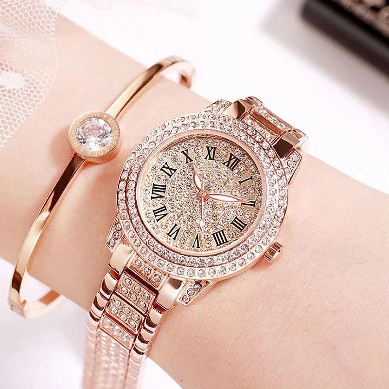bendian watch cornucopia watch full diamond luxury watch women's starry steel chain watch small dial watch women's