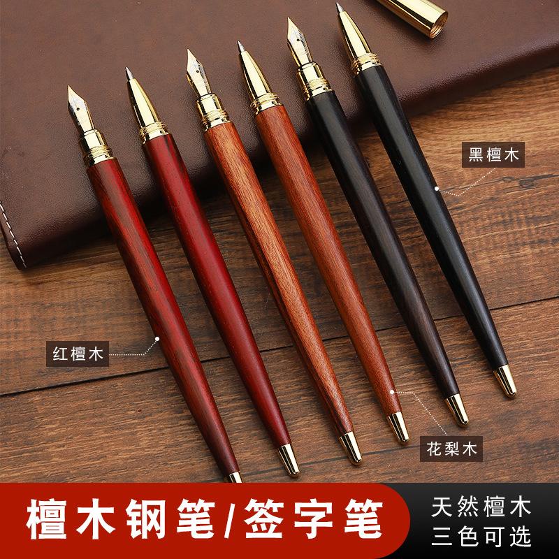 vintage wooden ebony pen brass calligraphy neutral ball pen hand-painted calligraphy writing pen gift collection set logo