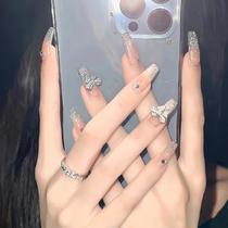 affordable luxury style wear nail crystal butterfly diamond in the debris pink flashing gradient bow diamond wear manicure bridal manicure