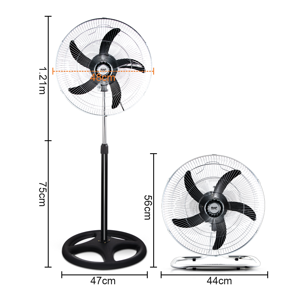 RAF Cross-border European standard electric fan, three-in-one household floor fan, circulating fan, vertical floor fan, turbine 3-blade electric fan Specification image