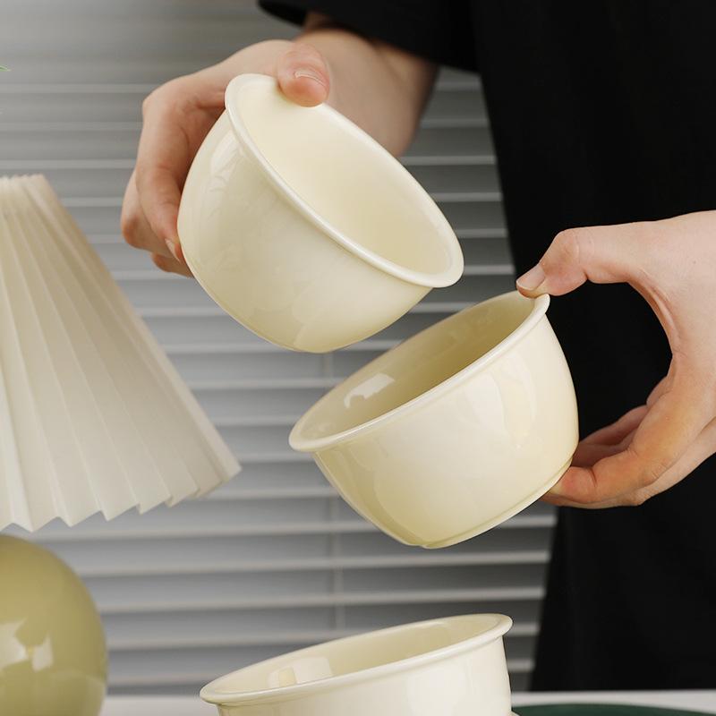 fresh ceramic tableware household rice bowl creative cream style rice bowl milk fufu snack fruit bowl set