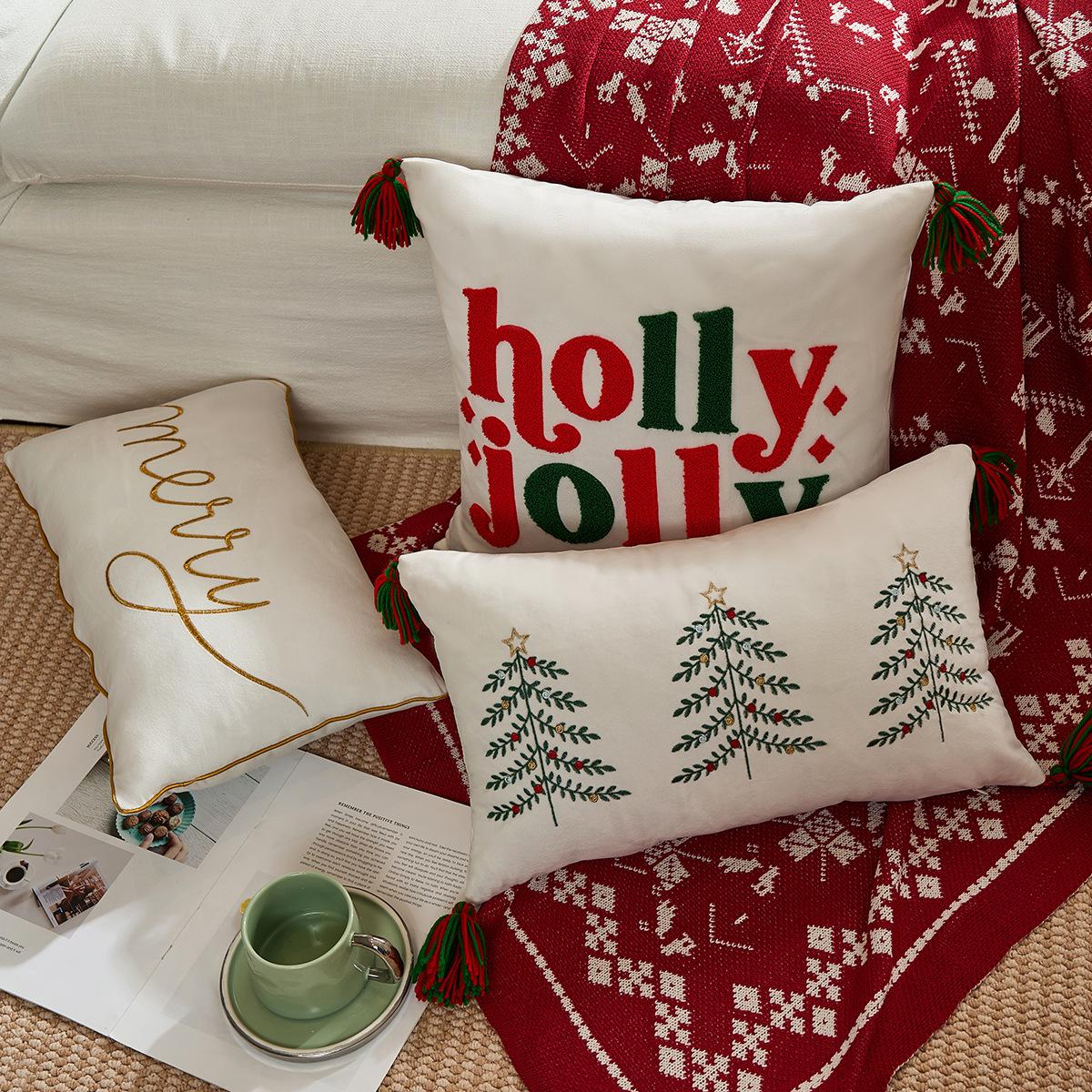 cross-border new arrival merry christmas christmas pillow cover amazon festival decorative back cushion cover living room details Picture