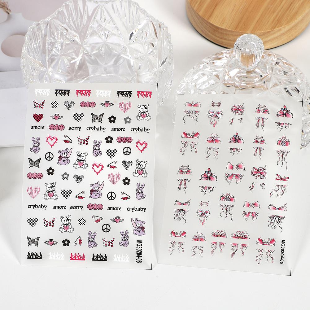 rose nail thin tough hot girl sweet nail stickers european and american snake punk dark adult lady like woman nail sticker fluorescent powder