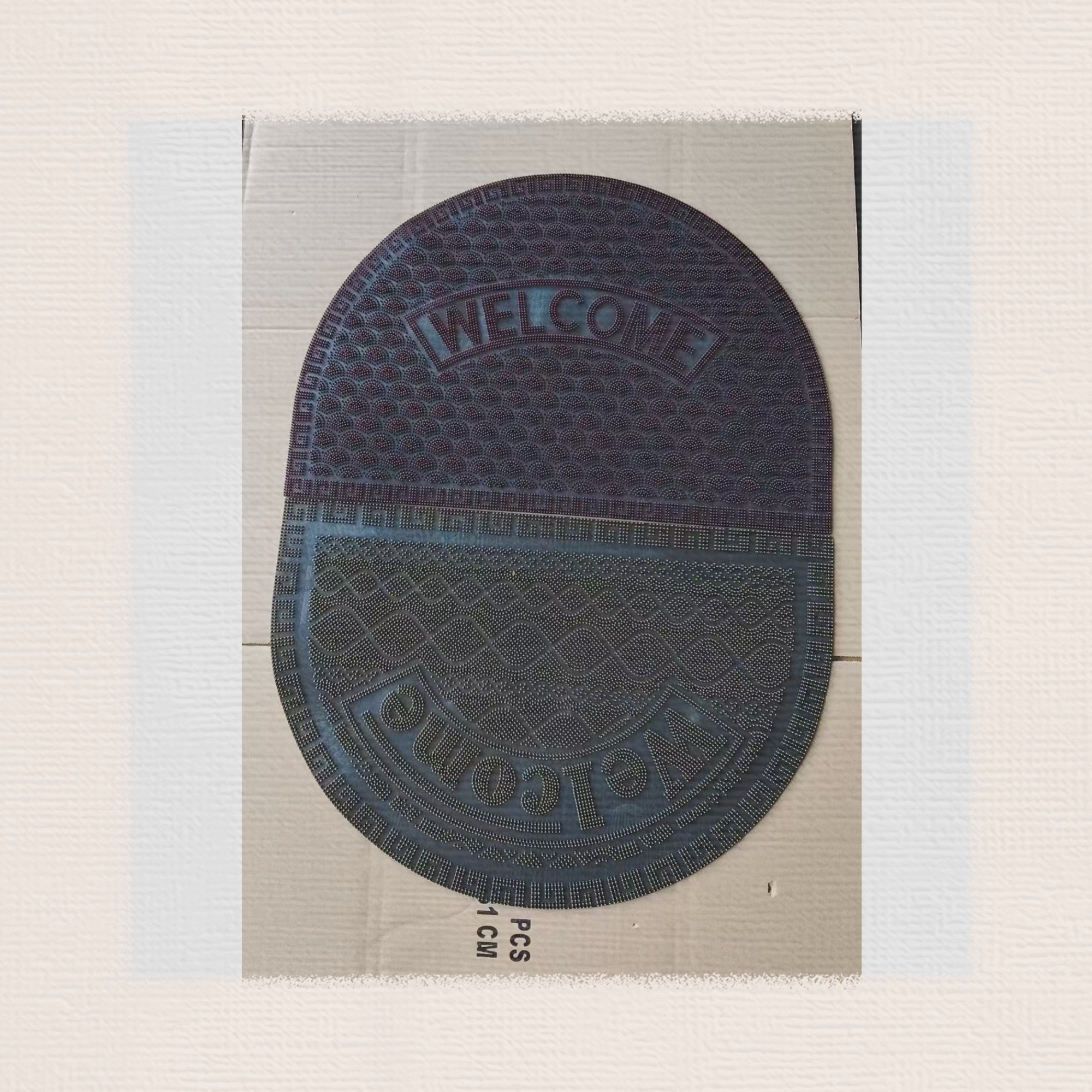 PVC mat square/semi-circular door mat, kitchen waterproof mat, bathroom mat, anti-slip mat, injection molded welcome floor mat, size 45*75cm, mixed with regular 4-5 colors details Picture