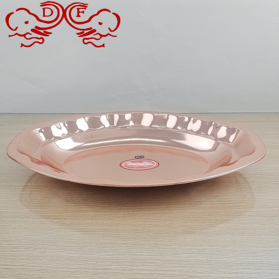 DF99001 Thickened stainless steel Magnolia plate Round lily flower plate fruit dessert plate Multi-purpose dining hall dish DF TRADINGHOUSE Application Scenario