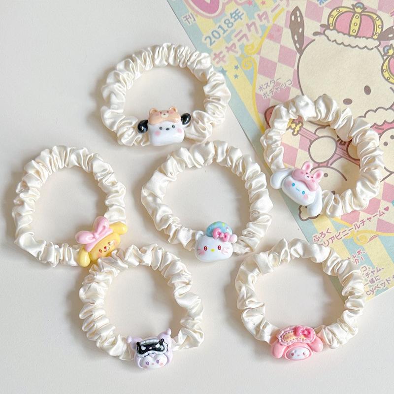 new sanrio hair band for girls hair band cute sweet cartoon cute hair rope bear rubber band couple card hair accessories