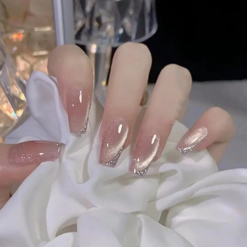 gentle cameo brown eye wear nail female handmade phototherapy fake nails flash nail fake nails pieces set