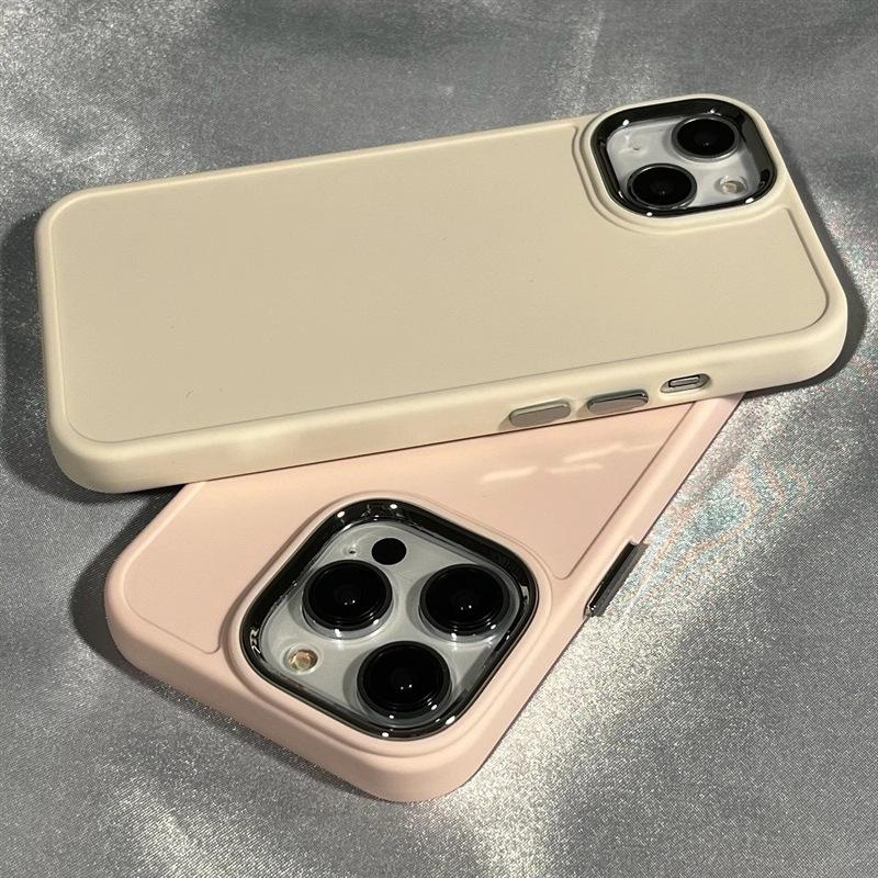 suitable for iphone14 electroplated lens phone case simple solid color apple 13pro advanced sense xr soft protective cover