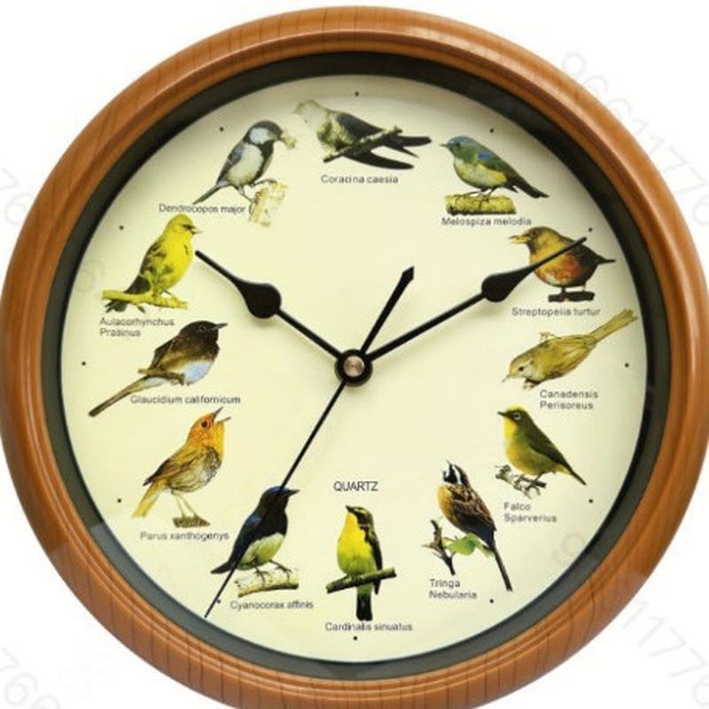 in stock amazon hot sale cuckoo 10/13 inch round wall clock on time bird call wall clock christmas with music