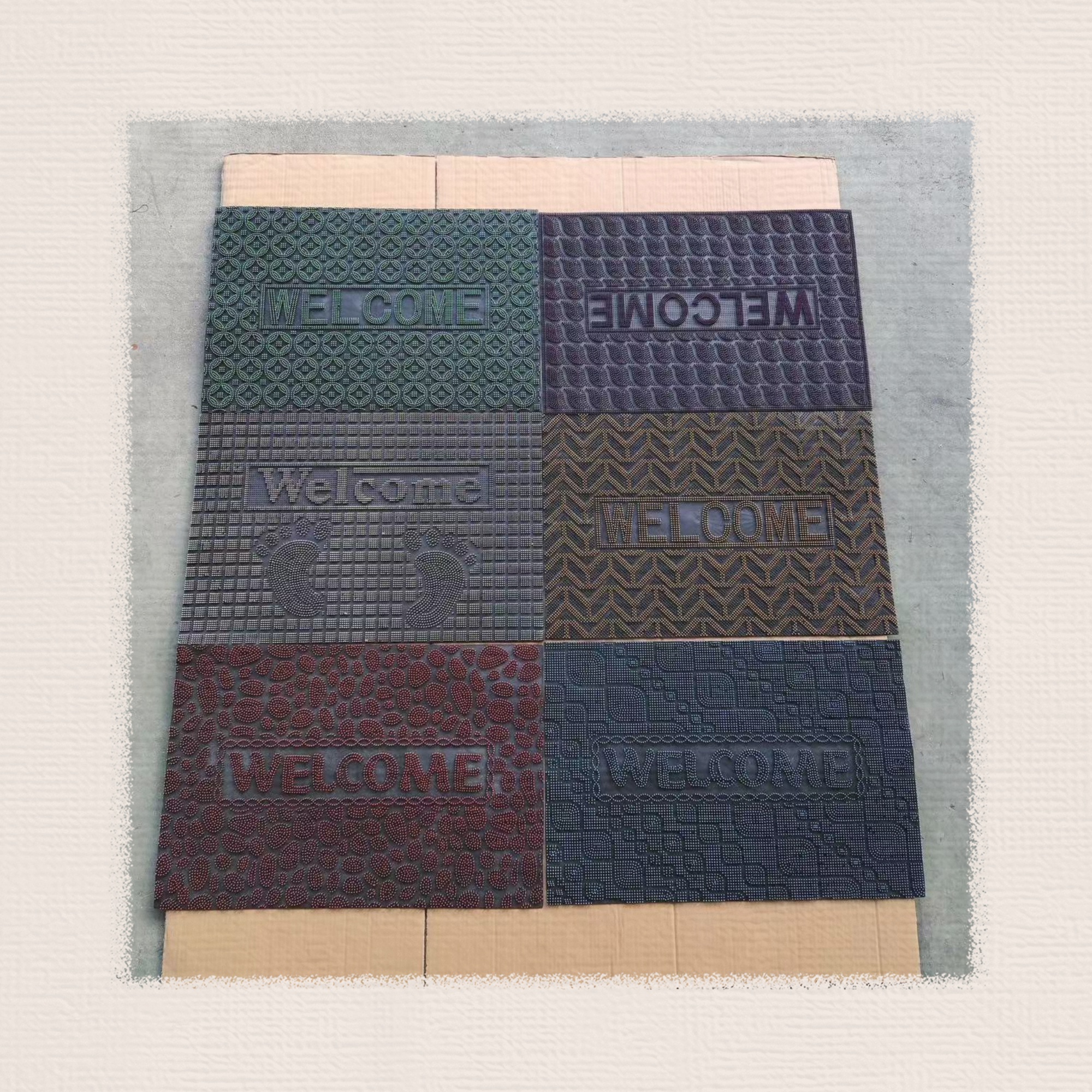 PVC mat square/semi-circular door mat, kitchen waterproof mat, bathroom mat, anti-slip mat, injection molded welcome floor mat, size 45*75cm, mixed with regular 4-5 colors full figure