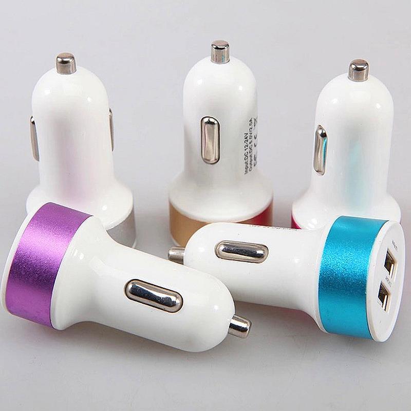 universal dual usb car 1a aluminum alloy mobile phone nipple car charger eyelet color square steam car charger electrical appliances