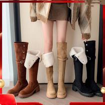 snow boots ~ two wear fleece-lined high boots, female 2024 new lamb fur snow boots slimming stretch over-the-knee boots