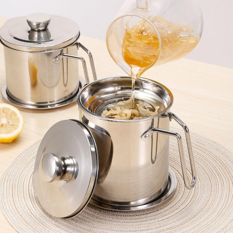 Oil Filter Pot Stainless Steel Oil Filter Pot Household Oil Filter Pot Oil Filter Return Cup Separation Oil Residue kitchen Storage Tank