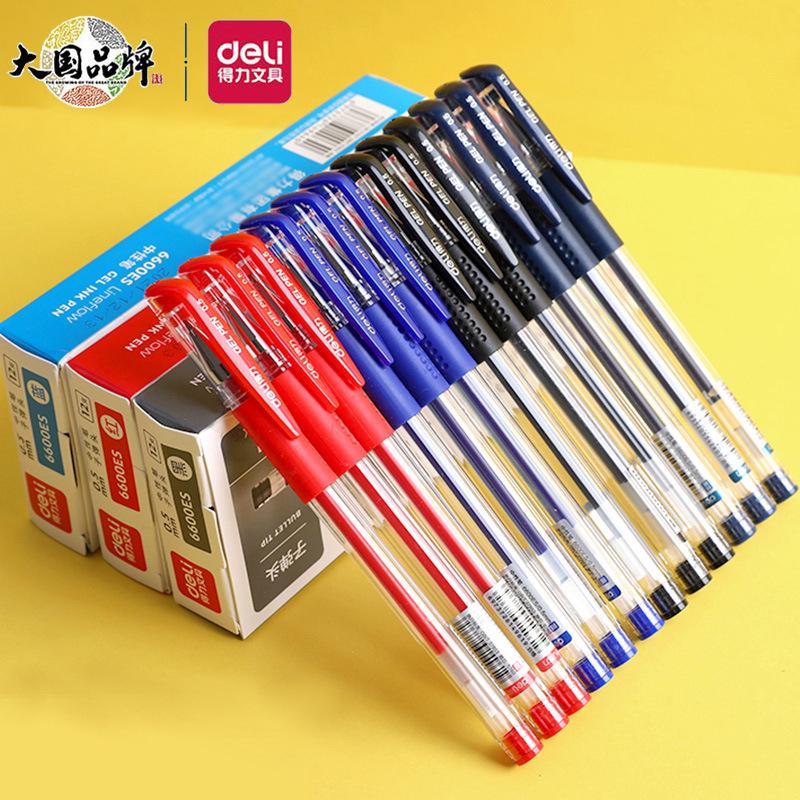 deli 6600es gel ink pen refill black red blue ink blue 0.5 bullet black pen student office ball pen