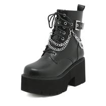 amazon hot martin boots women's black short boots high-heeled skinny boots chunky heel platform shoes side zipper plus size women's shoes