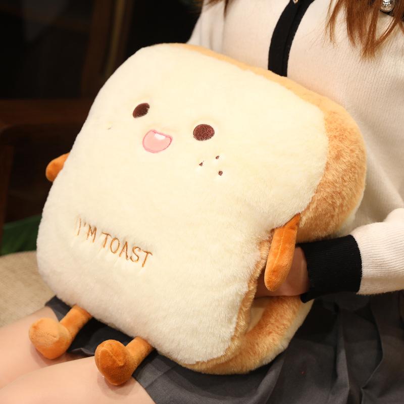 winter hand-tucking pillow wholesale creative toast hand warmers student sleeping pillow nap plush pillow for hand warming