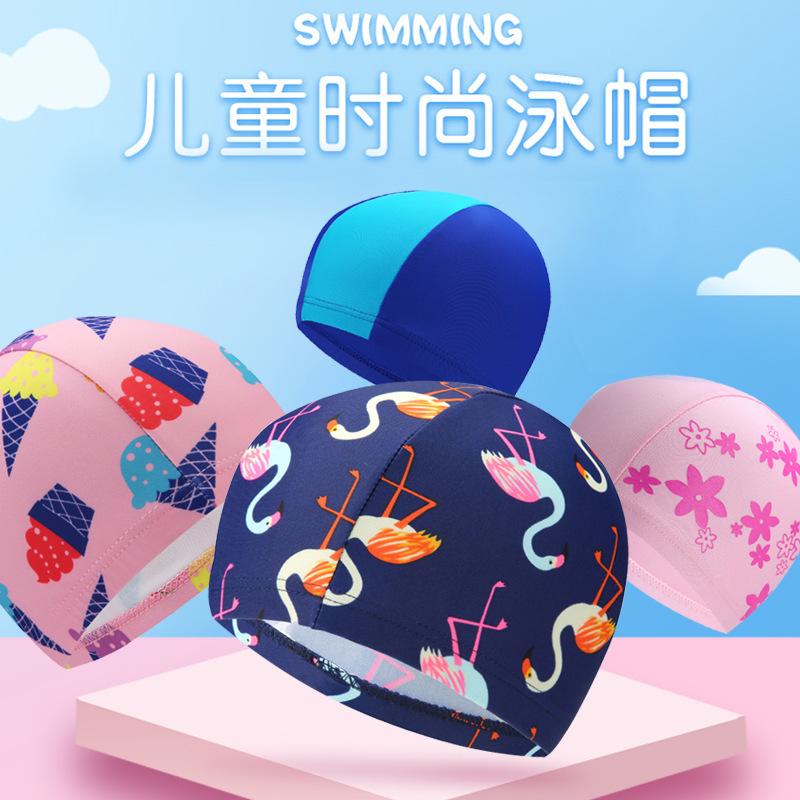 children's swimming cap girls' cartoon comfortable cloth cap baby swimming stretch hat girls' primary school swimming pool equipment