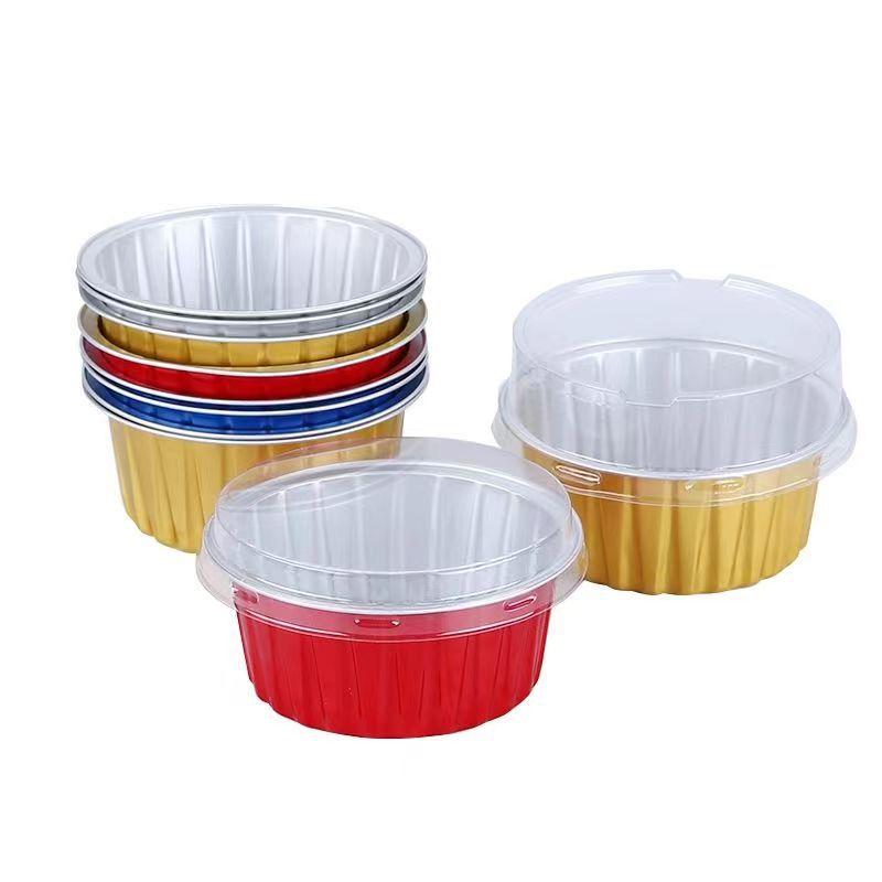 125ml round Dessert Cup Baking-Resistant Coated Pudding Cake Cup Disposable Tin Foil Bowl Aluminum Foil Box